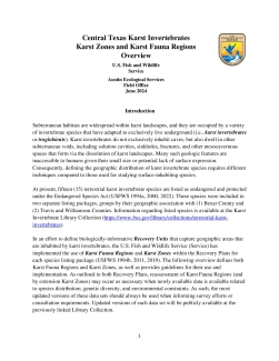 Central Texas Karst Invertebrates Karst Zones and Karst Fauna Regions Overview