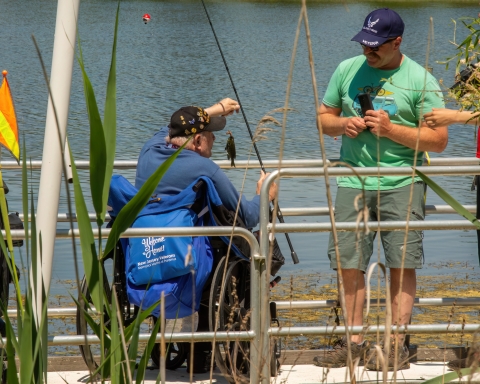 Veteran in wheelchair catches fish